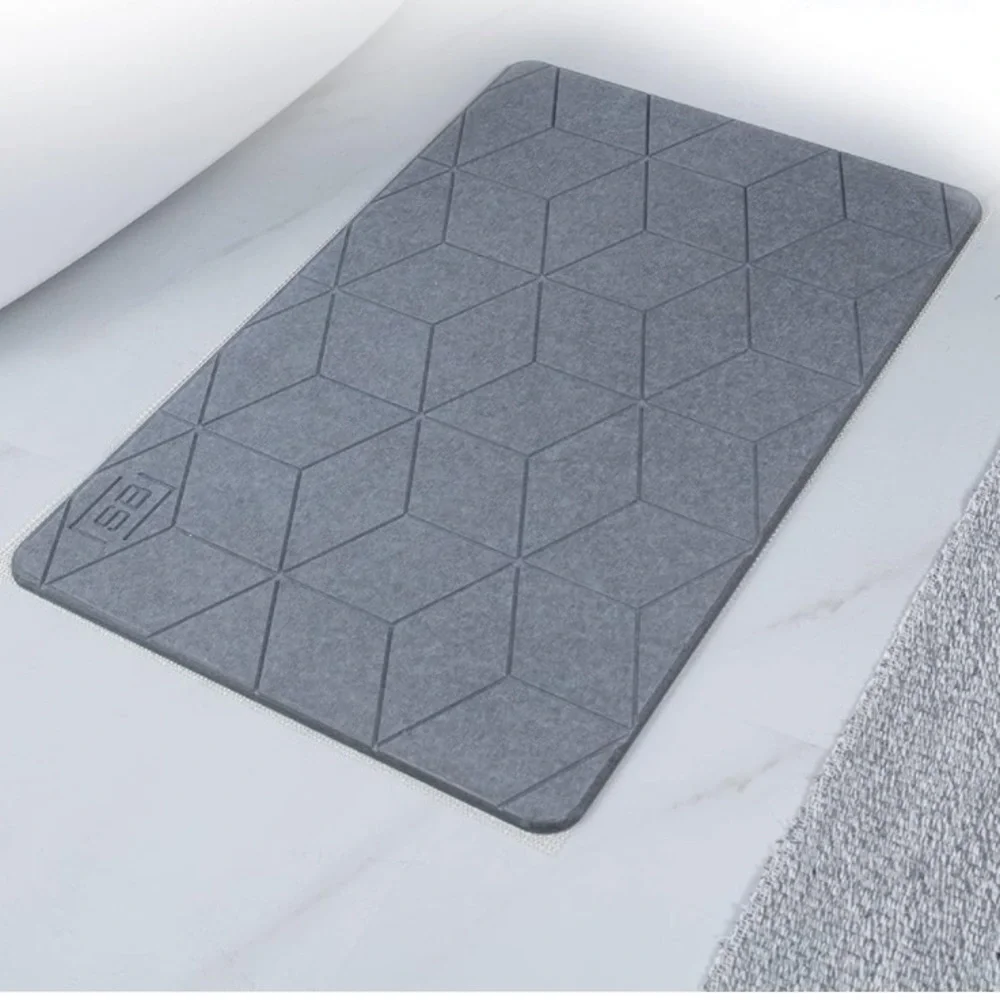Brand New Stone Bath Mat Diatomaceous Earth Modern Sustainable Non-Slip Gray